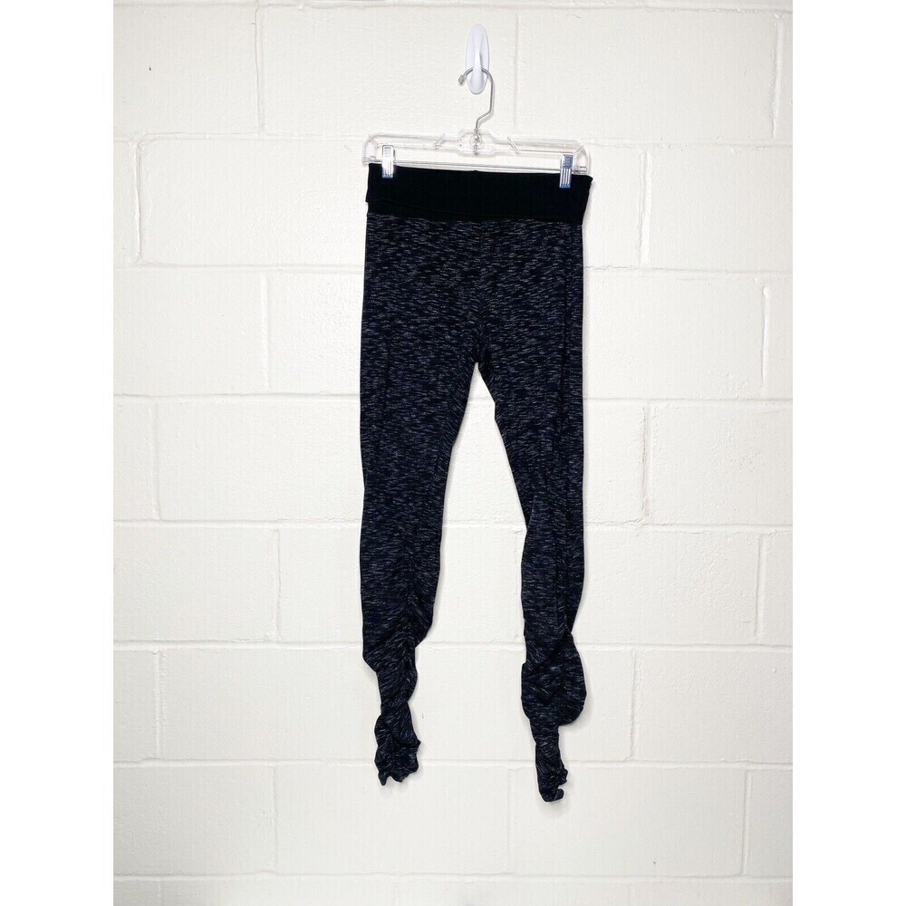 HARDTAIL FOREVER  Ruched Leg Fitness Pants Yoga Legging Size Medium Black Marble